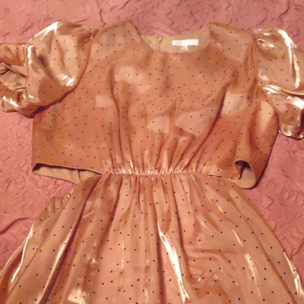 women's gold long maxi dress with cutout sides cap sleeve